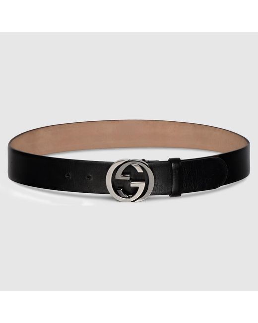 Gucci Black Wide Belt With Interlocking G Buckle, Size 100 for men