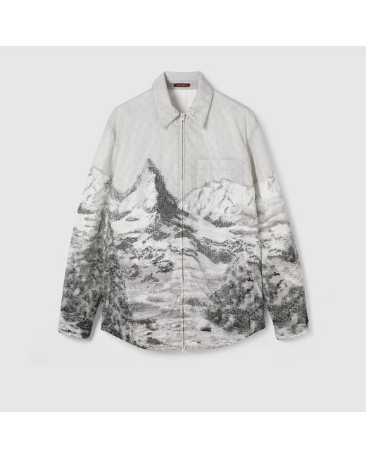Gucci Gray Printed Nylon Jacket for men