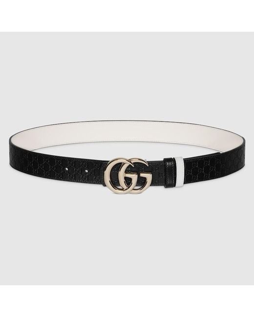 Gucci Black Reversible Gg Marmont Belt, Size 75, Leather