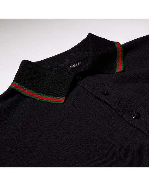 Gucci Black Cotton Jersey Piquet Polo Shirt, Size S, Ready-To-Wear for men