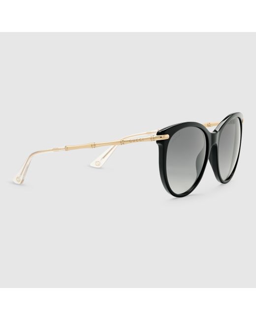 Gucci Cat Eye Sunglasses With Metal Bamboo Temples in Yellow  display picture 1
