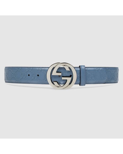Gucci Blue Signature Belt With G Buckle