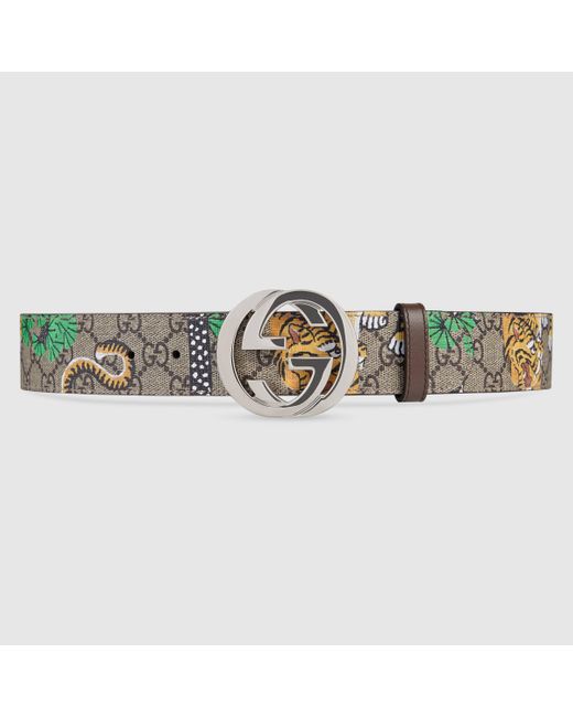 Gucci Reversible GG Supreme Leather Belt in Metallic for Men