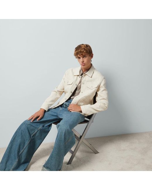 Gucci Gray Mini Stirrup Print Silk Twill Shirt for men