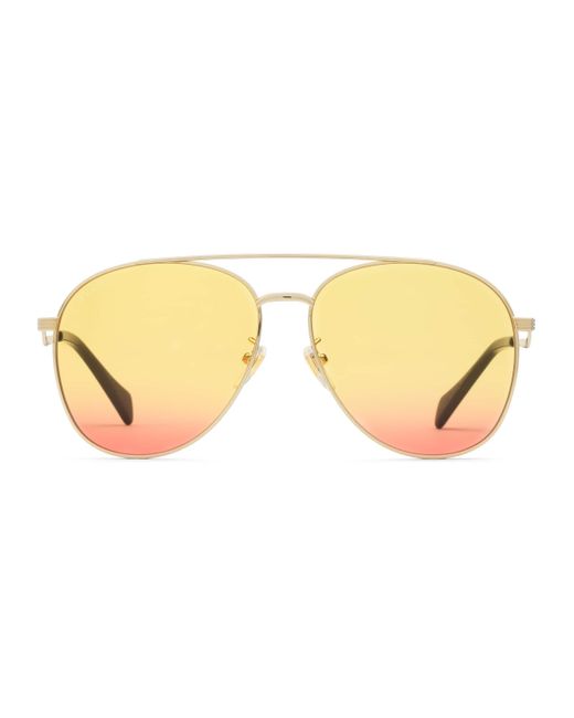 Gucci Metallic Sonnenbrille mit Rahmen im Pilotenstil