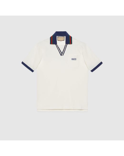 Gucci Cotton Piquet Polo Shirt in White for Men | Lyst