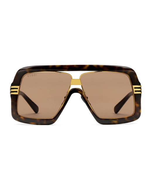 Gucci Sonnenbrille mit eckigem Rahmen in Brown für Herren