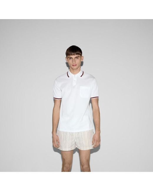 Polo En Coton Avec Broderie, Taille Gucci pour homme en coloris White