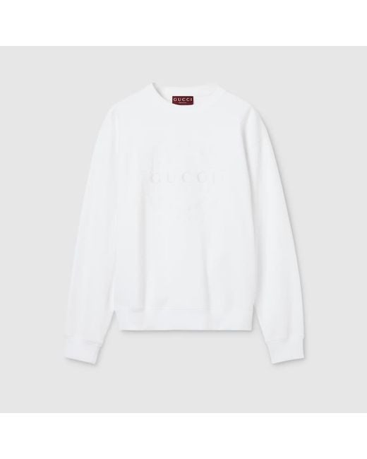 Gucci White Cotton Jersey Sweatshirt With Embroidery for men