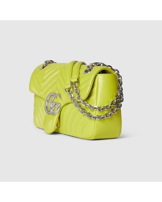 Gucci Yellow Gg Marmont Medium Shoulder Bag, Leather