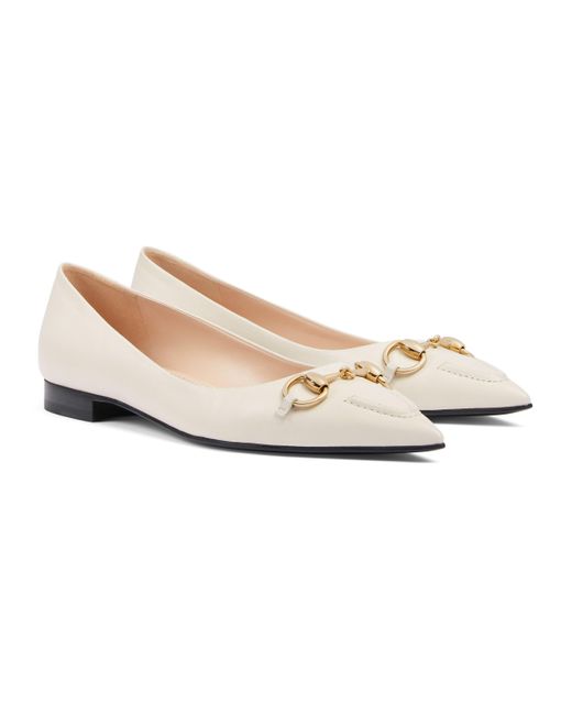 Gucci White Ballet Flat With Horsebit