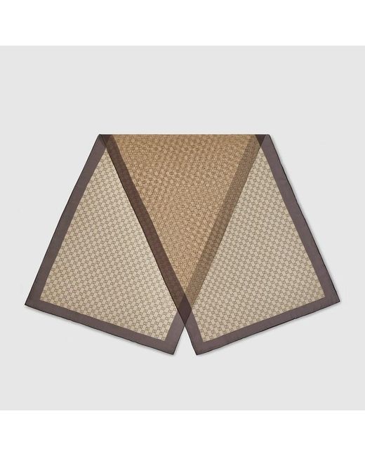 Gucci Brown Printed Silk Chiffon Stole