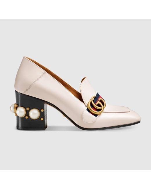 Gucci Multicolor Peyton Pearl Embellished Leather Loafers