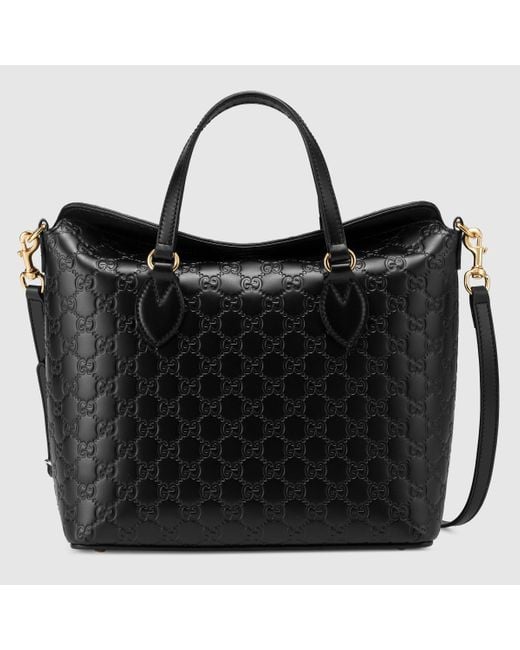 Gucci Black Signature Leather Tote Bag