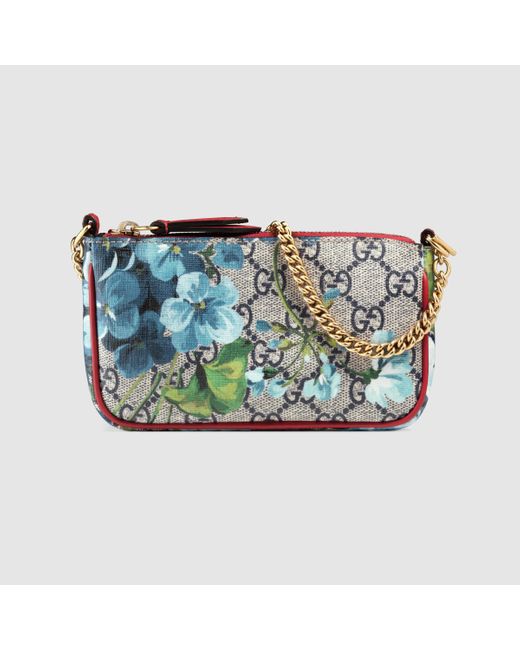 Gucci Blue Gg Blooms Mini Chain Bag