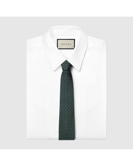 Gucci Green Horsebit Silk Jacquard Tie for men