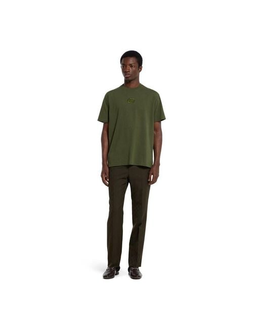 Gucci Green Cotton Jersey T-Shirt With Embroidery for men