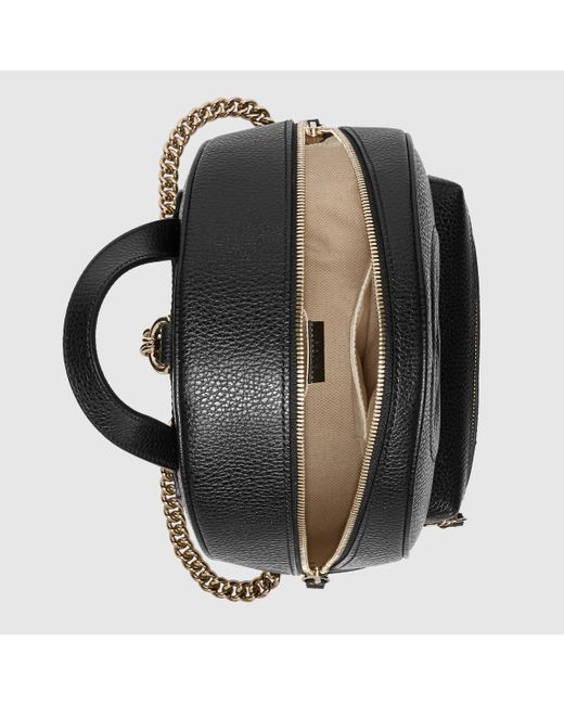 gucci soho mini backpack Pebbled Calfskin Chain Black 1874568 FASHIONPHILE The gold chain goes great with the red leather and the GG logo Gucci Soho Leather Chain Backpack