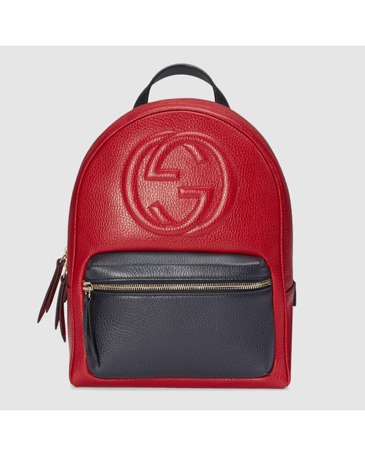 Gucci Soho Leather Chain Backpack in Red | Lyst