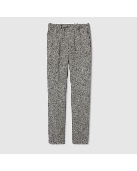 Pantalon En Tissu Double Laine Et Coton, Taille Gucci en coloris Gray