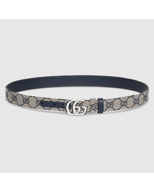 Gucci Blue Cut Gg Marmont Reversible Belt, Size 100