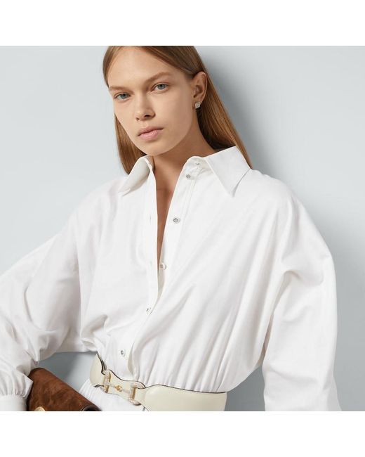 Robe En Coton Oxford Gucci en coloris White