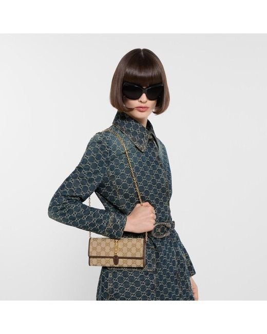 Gucci Natural Jackie Wallet On Chain, Gg Canvas