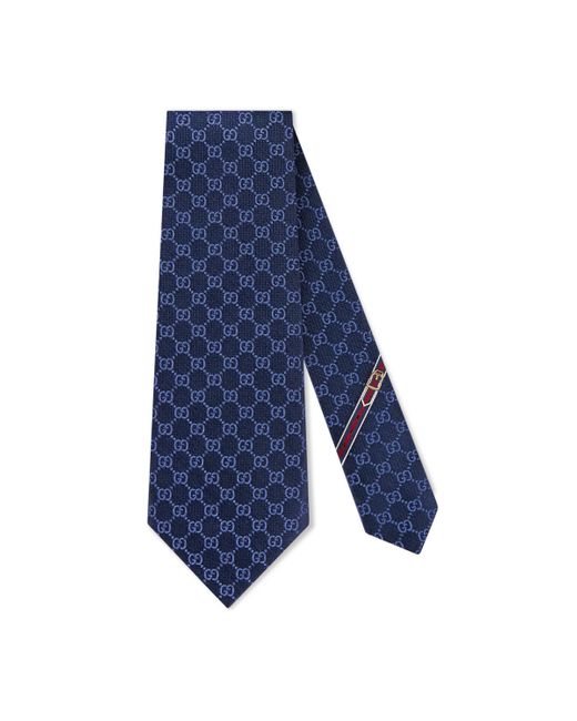 Cravatta a motivo doppia gGucci in Seta da Uomo colore Blu | Lyst