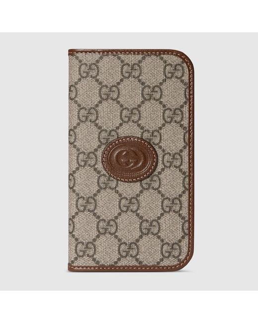Gucci Gray GG Iphone 15 Pro Case With Wallet for men