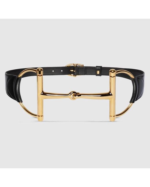Gucci Metallic Wide Belt With Oversized Horsebit, Leather