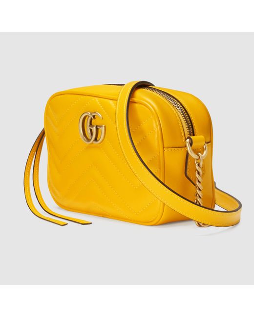 Gucci GG Marmont Matelassé Leather Mini Cross-Body Bag in Yellow - Save 21% | Lyst