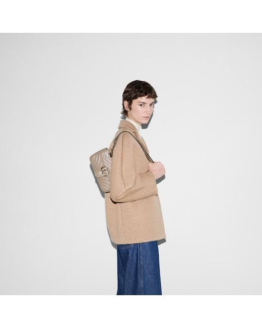 Borsa A Spalla Gg Marmont Misura Piccola di Gucci in Natural