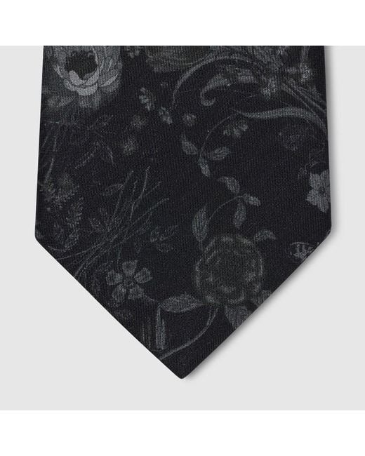 Gucci Black Printed Silk Tie for men