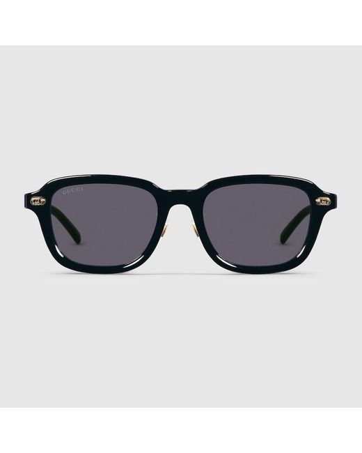 メンズ Gucci オーバルフレーム サングラス, ブラック Black