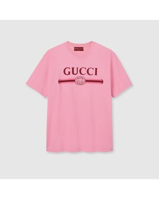 Camiseta De Punto De Algodón Con Estampado, Talla Gucci de hombre de color Pink