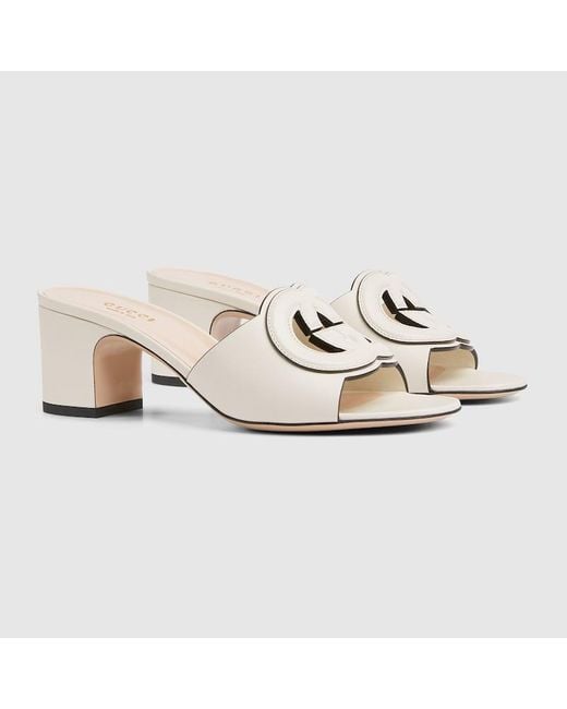 Sandalo Slider Con Incrocio GG di Gucci in White