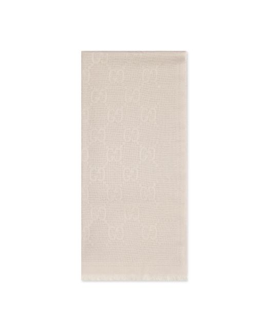 Gucci Natural GG Wool Jacquard Scarf for men