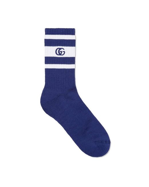 Gucci Stretch Cotton Socks With Gg in Blue for Men | Lyst