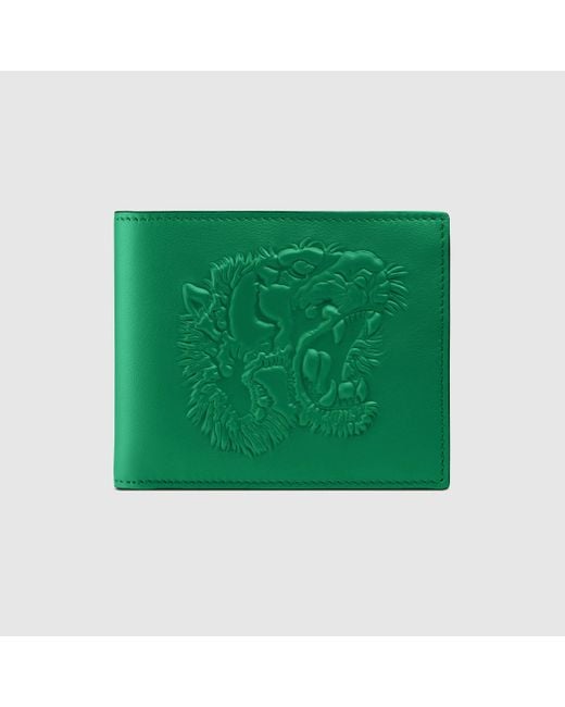 Gucci Green Tiger Embossed Wallet for men