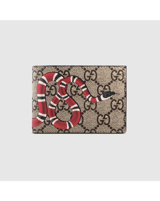 Gucci Snake Print Gg Supreme Wallet for Men | Lyst