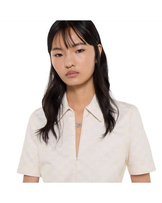 Gucci White Gg Cotton Gabardine T-Shirt