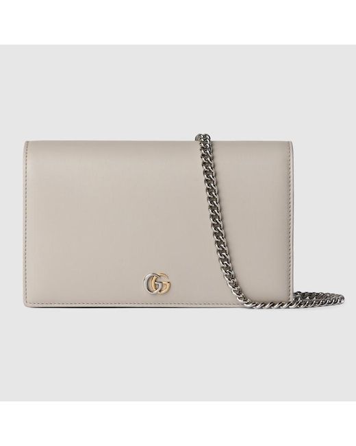Gucci White GG Marmont Chain Wallet