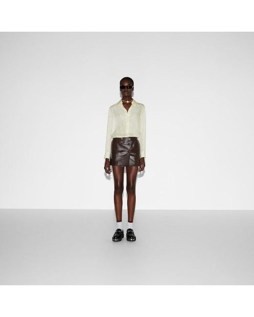 Gucci Natural Gg Crêpe Silk Shirt