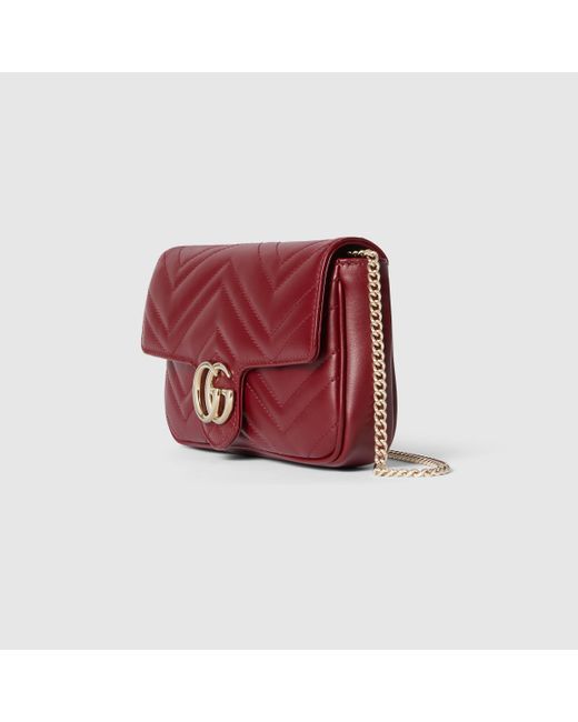 Gucci 〔GGマーモント〕ミニバッグ, レッド, Leather Red