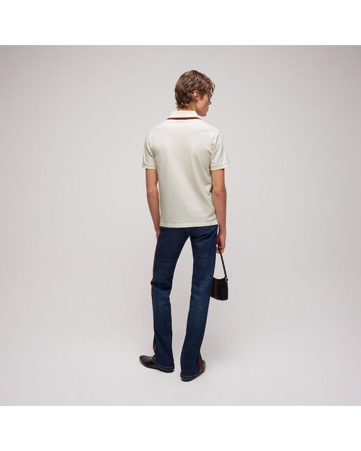 Gucci White Cotton Jersey Piquet Polo Shirt for men