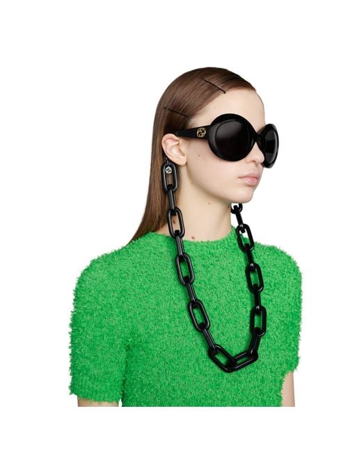 Gucci Resin Glasses Chain in Black | Lyst UK