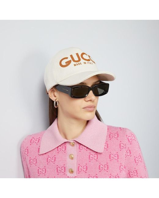 Gucci White Baseball Hat With Print for men