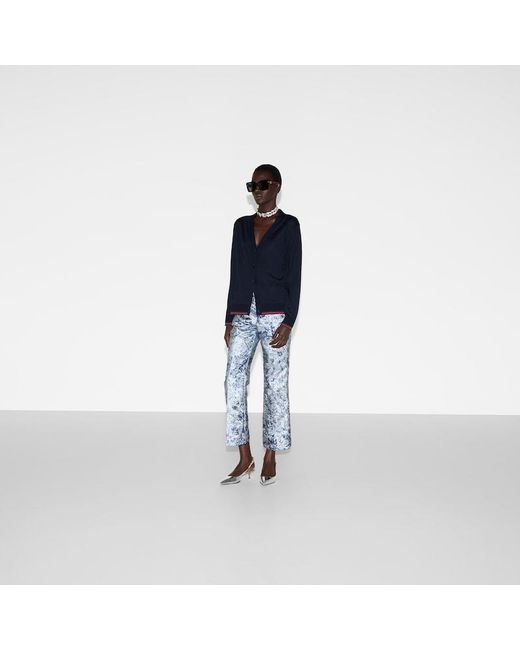 Gucci Blue Extra Fine Cashmere Silk Cardigan