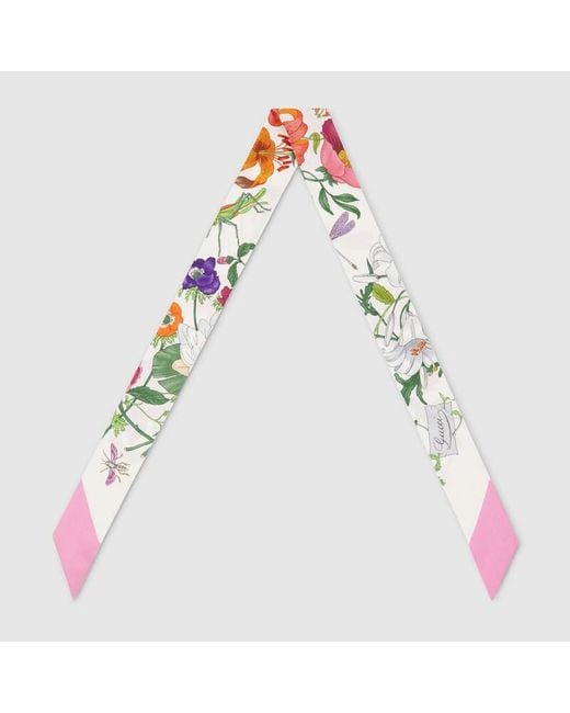 Gucci White Printed Silk Twill Ribbon