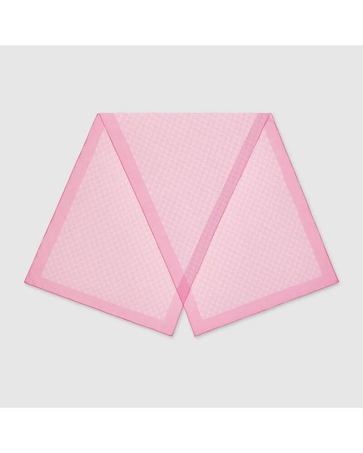 Gucci Pink Printed Silk Chiffon Stole